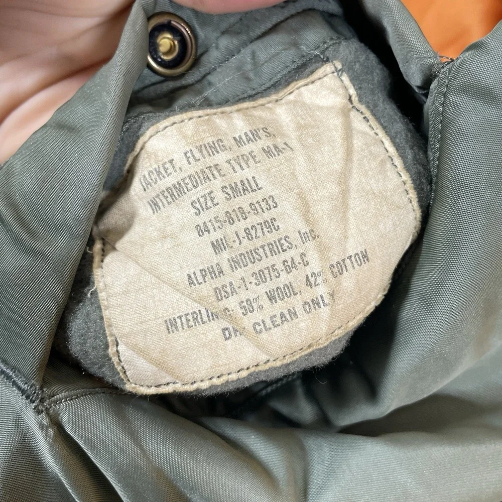 VTG 60s USAF MA-1 Reversible Bomber Jacket Mens Small 1964 Patches *READ*